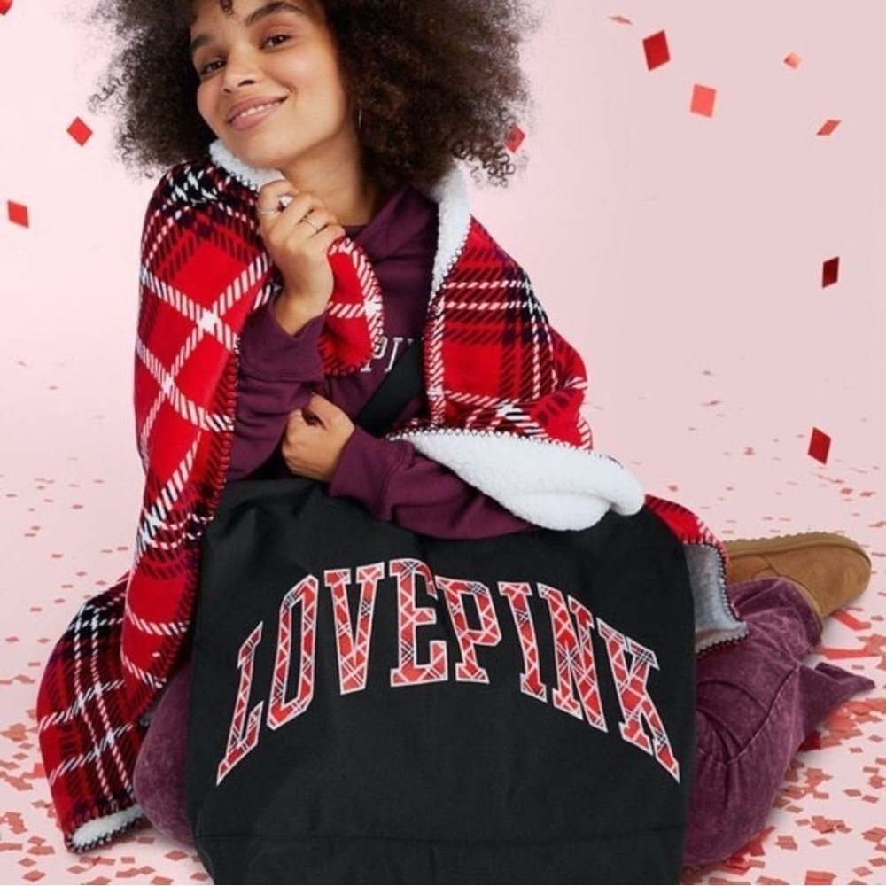 Pink VS Plaid Tote and Blanket